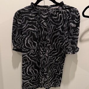LOFT Black and White Women's Blouse SIZE SMALL